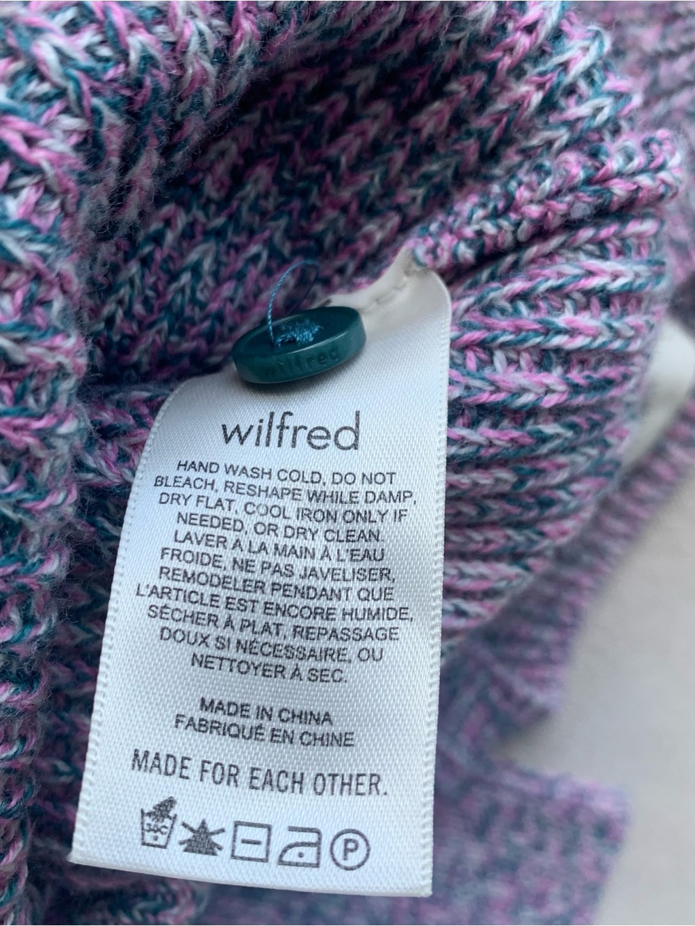 Aritzia Wilfred Nora merino wool Purple Speckled Button Cardigan - Picture 5 of 5